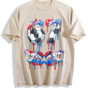 USA 67 Soccer Vintage Washed T-Shirt in Beige