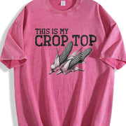 Retro This Is My Crop Distressed Vintage Washed T-Shirt in Red