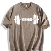 Black Gym with Dumbbell & Geometric Vintage Washed T-Shirt in Brown
