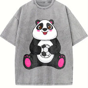 Panda Soccer Vintage Washed T-Shirt in Gray