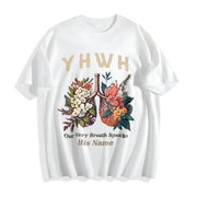 Every Breath Speaks His Name Cotton T-Shirt in White