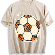 Leopard Soccer Ball Vintage Washed T-Shirt in Beige