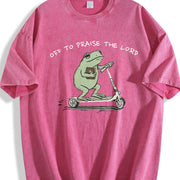 Christian Frog Off to Praise the Lord vintage washed oversized T-shirt in Red