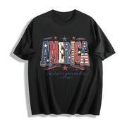Christian American Flag Cotton T-Shirt in Black