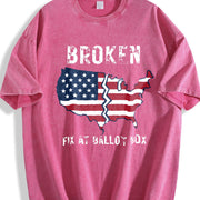 America Is Broken Fix at Ballot Vintage Washed T-Shirt in Red