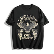 250 Years USA Anniversary Cotton T-Shirt in Black