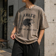 Awake at What Cost Vintage Washed T-Shirt in Brown