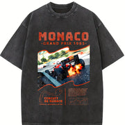 Monaco 1984 Classic 90s Vintage Washed T-Shirt in Black