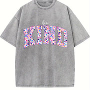 With Batik Blouse Spring Vintage Washed T-Shirt in Gray