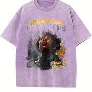 Dreamers Galaxy Portrait Vintage Washed T-Shirt in Purple