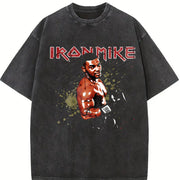 Iron Mike Old School Rock Band Retro Boxing Style Custom vintage washed oversized T-shirt in Black