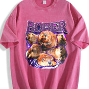 Bober Meme Beaver Retro Vintage Washed T-Shirt in Red