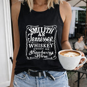 Smooth as Tennessee Whiskey Sweet as Strawberry Wine Women's Color Cotton Tank Top in Black