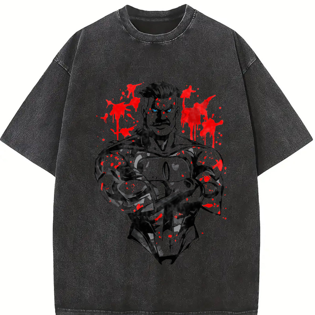 Invincible Viltrumite Warrior Anime Vintage Washed T-Shirt in Black