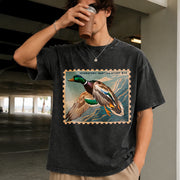 Waterfowl Stamp Art Vintage Washed T-Shirt in Black
