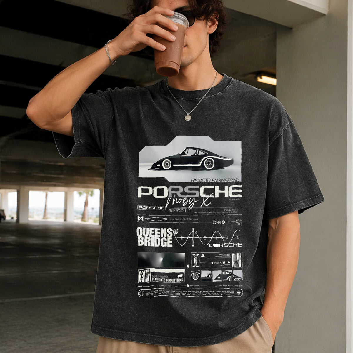 Porsche Performance Vintage Washed T-Shirt in Black