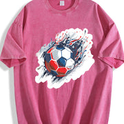 Red and Blue Soccer Ball Vintage Washed T-Shirt in Red