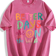 Better Days Are on the Way Vintage Washed T-Shirt in Red