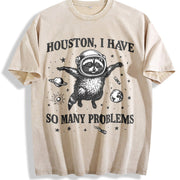 Houston I Have So Many Problems Vintage Washed T-Shirt in Beige