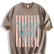 Teacher Mode Off Coquette Bow Retro Break Pastel Vintage Washed T-Shirt in Brown