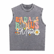 Badass Bonus Mom Stepmom for Mother's Day & Holidays Vintage Washed Tank Top in Gray