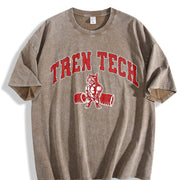 Tren Tech Muscular Bulldog Weightlifting Tank Vintage Washed T-Shirt in Brown