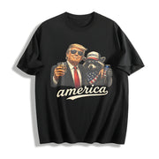 Trump Raccoon Hot Dog Cotton T-Shirt in Black
