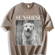 Custom Pet Photo Personalized Pet Vintage Washed T-Shirt in Brown