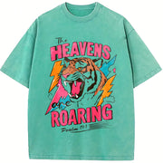 The Heavens are Roaring Bible verse Faith sayings vintage washed oversized T-shirt in Blue