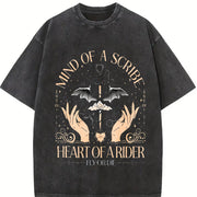 Eagle'S Soul Fourth Wing Dragon Knight Basgat War Academy vintage washed oversized T-shirt in Black