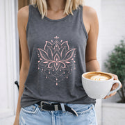 Sensual for Lotus Vest Women's Color Cotton Tank Top in Gray