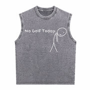 No Golf Today Sad Stickman Golfer Golfers Vintage Washed Tank Top in Gray