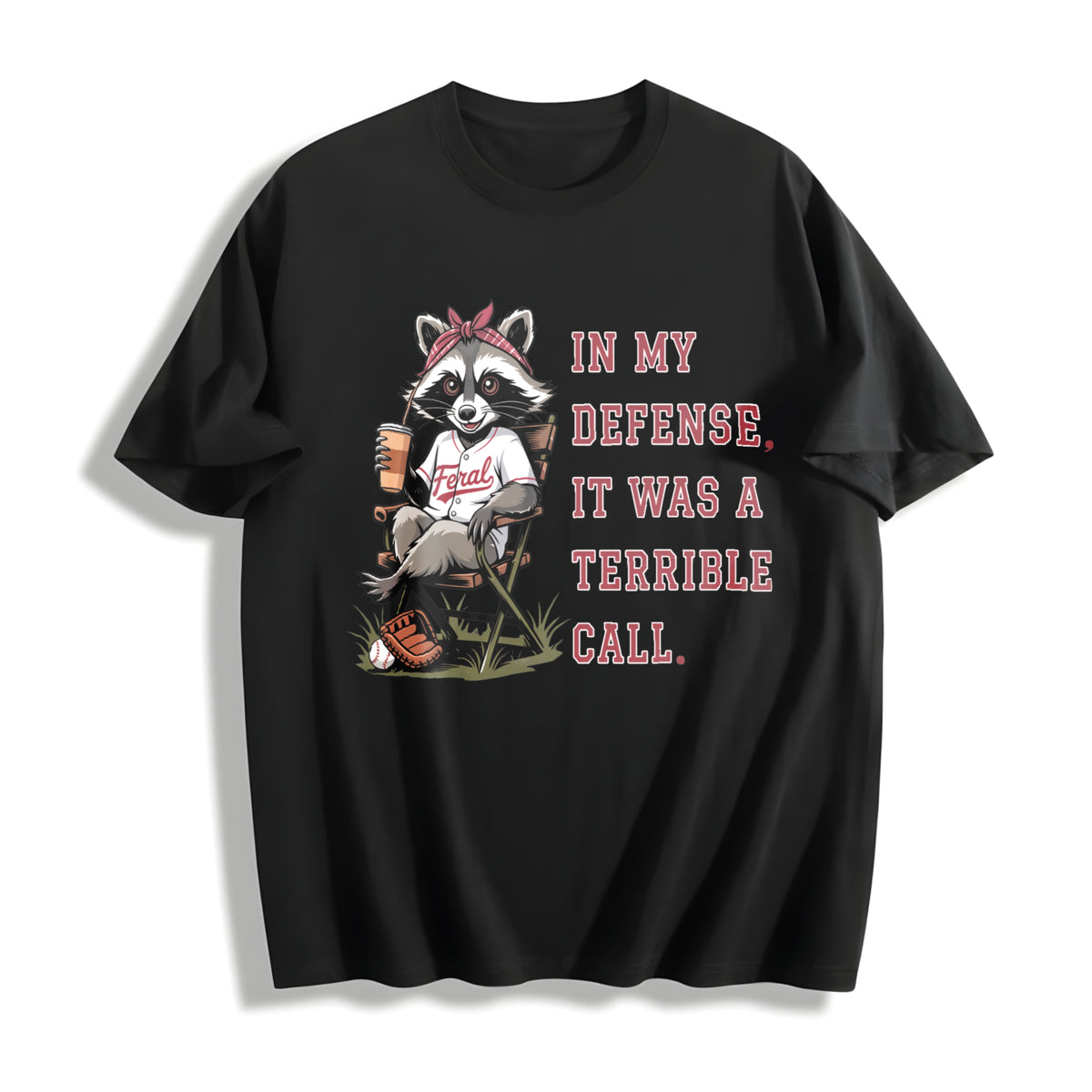 Feral Baseball Mom Cotton T-Shirt in Black