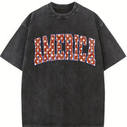 America Patriotic Red vintage washed oversized T-shirt in Black