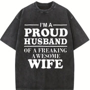 Proud Husband of a Freaking Awesome Wife Vintage Washed T-Shirt in Black