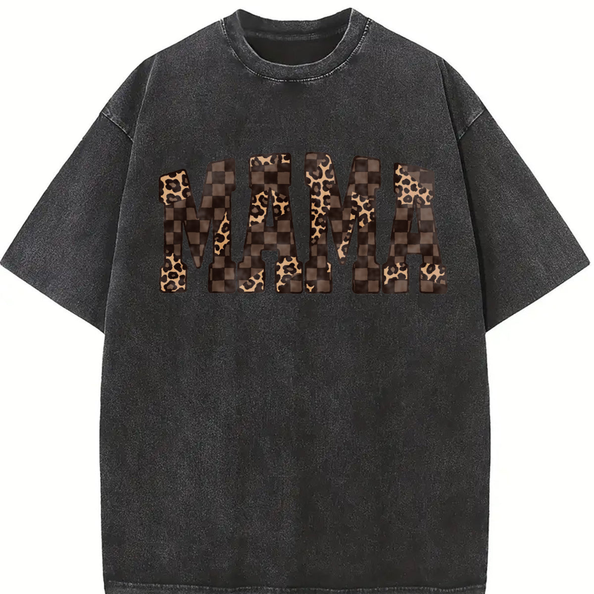 Leopard Mama Mothers Day Mom Retro Mama For Mom Mama vintage washed oversized T-shirt in Black