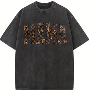 Leopard Mama Mothers Day Mom Retro Mama For Mom Mama vintage washed oversized T-shirt in Black