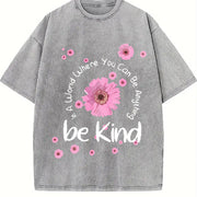 Fun Pink Floral Washable Preferred as a for Family Vintage Washed T-Shirt in Gray