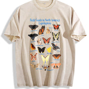 Lepidoptera Field Guide 90s Vintage Washed T-Shirt in Beige