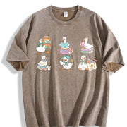 Silly Goose Reading Vintage Washed T-Shirt in Brown