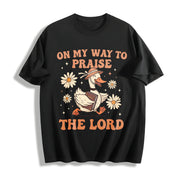 Praise the Lord Bible Verse Cotton T-Shirt in Black
