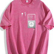 MUSIC TO MY EARS vintage washed oversized T-shirt in Red