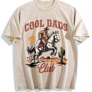 Popular Retro Dads Club Vintage Washed T-Shirt in Beige