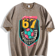 67 Soccer Shield Vintage Washed T-Shirt in Brown