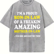 For Your Son in Law Fathers Day Vintage Washed T-Shirt in Gray