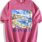 Monaco Italy Retro ® Vintage Washed T-Shirt in Red