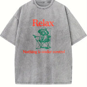 Chill Raccoon - Relax Nothing Is Under Control Trash Panda vintage washed oversized T-shirt in Gray