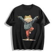 Ladies' Frog Spread Wings Cotton T-Shirt in Black