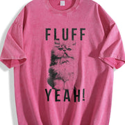 Fluff Yeah Kitty Cat Animal Lover for Ladies Cute Ladies Vintage Washed T-Shirt in Red