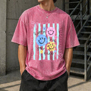 Happy to See Your Face Vintage Washed T-Shirt in Red